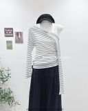  Áo tay dài trễ vai sọc + ba lỗ 6748 