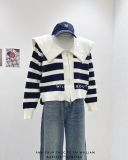  Áo khoác len sọc to khoá kéo 0038 