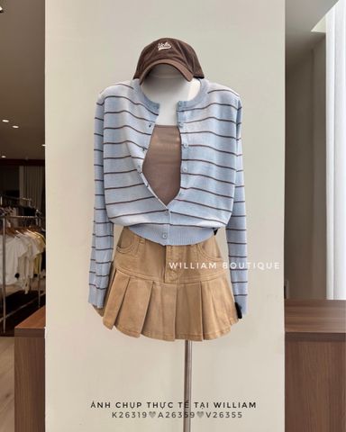  Áo cardigan dệt kim kẻ sọc 124 