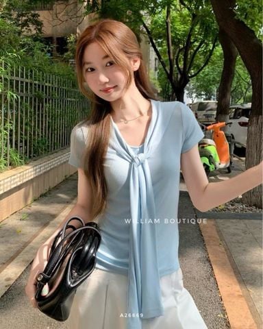  Áo thun tay ngắn cột khăn 7242 