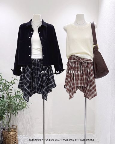  Váy caro cột eo 5810 