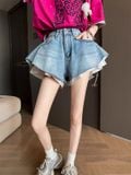  Quần short jean phối trắng 60108 