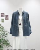  Áo sơ mi denim trơn thêu ngựa 8099 