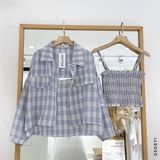  Áo SM caro crop + áo dây 702 