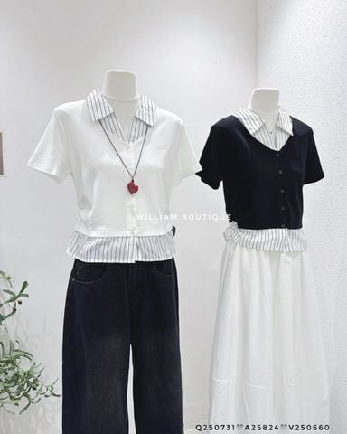  Áo thun phối sơ mi sọc ADER 1925 