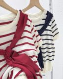  Áo dệt kim sọc kèm khăn 0920 