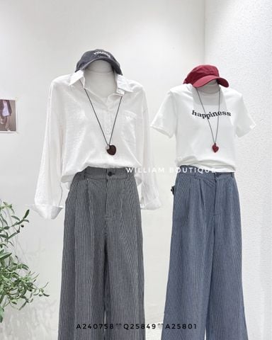  Quần jean suông rộng kẻ sọc 9015 