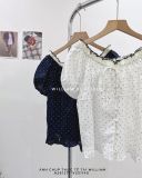  Áo kiểu chấm bi cổ bèo 4148 