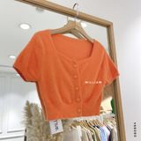  Áo len lông nút croptop 357 