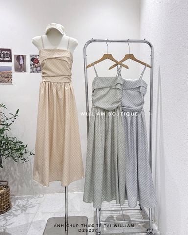  Đầm dây caro 1021 