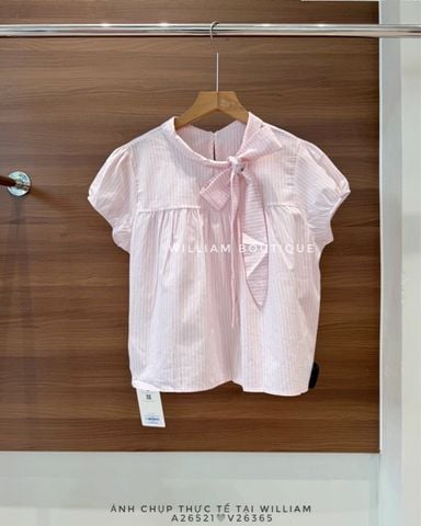  Áo sơ mi kẻ sọc cột nơ 80335 