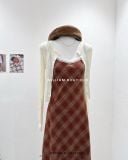  Đầm dây caro phối ren 1556 