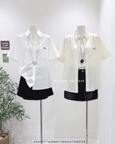  Áo sơ mi tay ngắn túi thêu Peaches 1986 