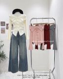  Áo len gân viền rách đan dây 1020 