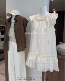  Đầm babydoll bèo voan bi 2943 