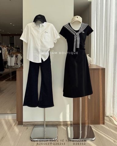  Đầm thun dài kèm khăn 8011 