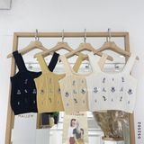  Áo dây len thêu bông tím 1146 