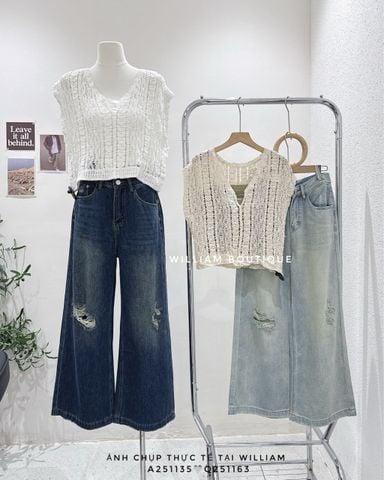  Quần jean suông rách 3329 