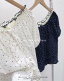  Áo kiểu chấm bi cổ bèo 4148 