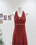  Đầm dây cổ yếm nút trơn 2335 