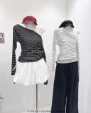  Áo tay dài trễ vai sọc + ba lỗ 6748 