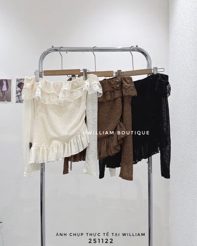  Áo dệt kim mỏng trễ vai xéo tà 8271 