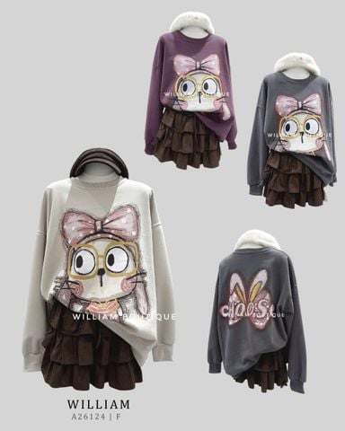  Áo hoodie rộng cún nơ CHOOSE 3322 
