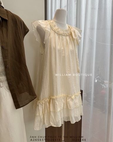  Đầm babydoll bèo voan bi 2943 