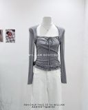  Áo thun tay dài cổ vuông cột dây 303 