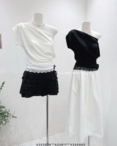  Áo thun trễ vai phối ren 6561 