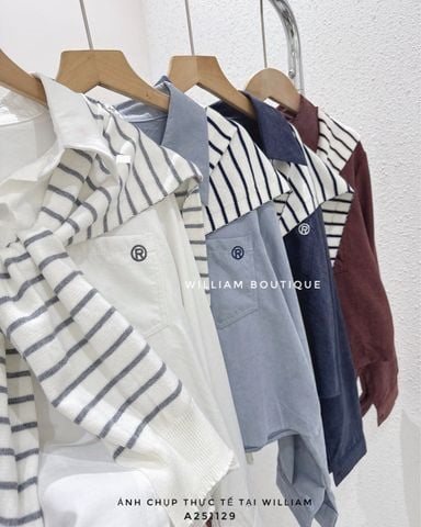  Áo sơ mi trơn + khăn sọc 979 