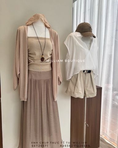  Set bộ áo váy dài + cardigan 5801 