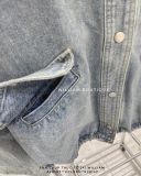  Áo khoác jean cổ trụ rút eo 1628 