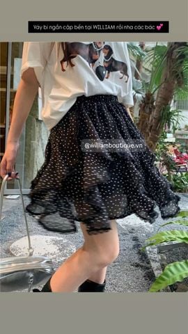 Váy voan ngắn chấm bi 8123 