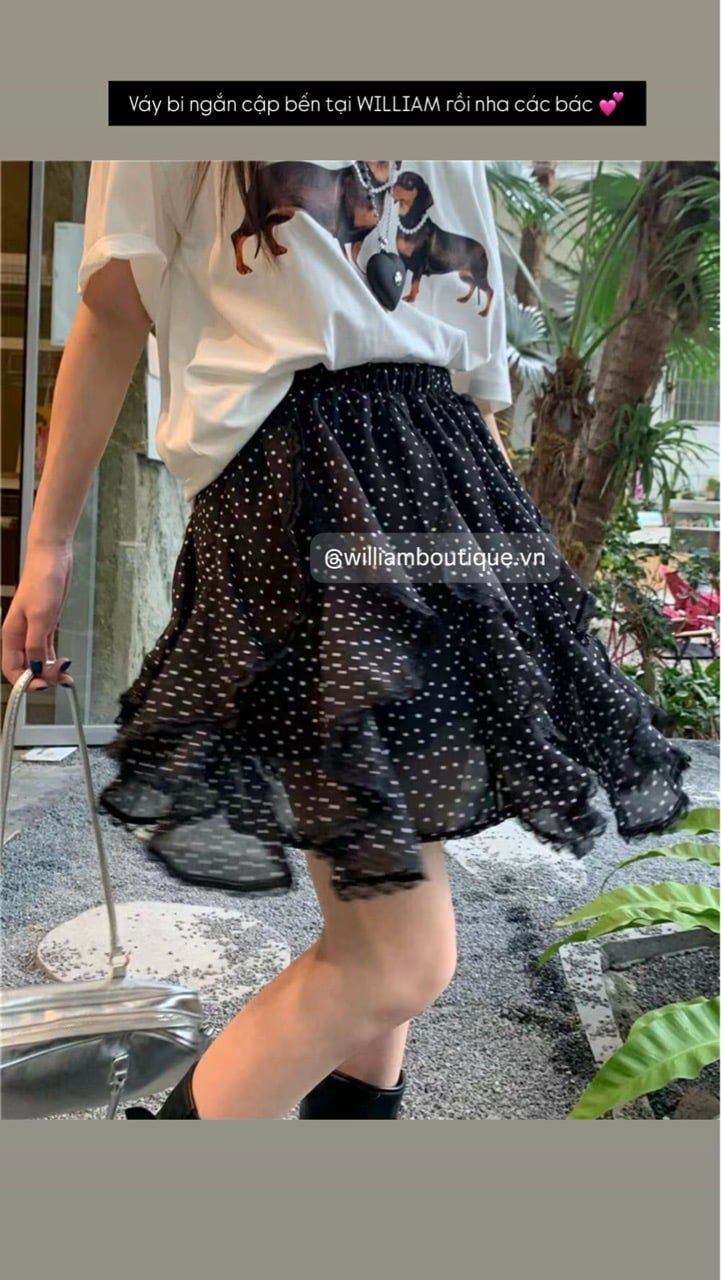  Váy voan ngắn chấm bi 8123 