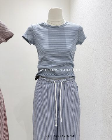  Set áo thun + quần dài kẻ sọc 5573 