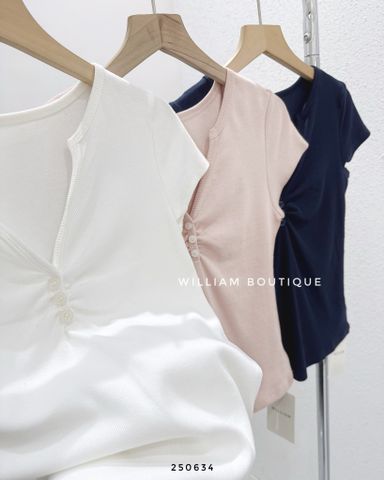  Áo thun cổ V nhún ngực 5569 