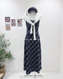  Đầm dây caro phối ren 1556 