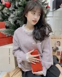  Áo len thừng cổ ren 