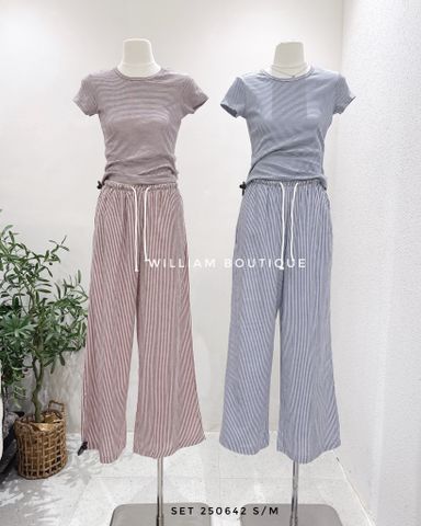  Set áo thun + quần dài kẻ sọc 5573 