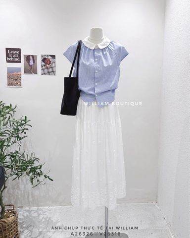  Váy cotton xoè phồng ren hoa 2105 