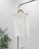  Áo trắng bèo cổ V sát nách 6233 