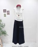  Áo thun tay dài nhún eo lệch vai 6634 