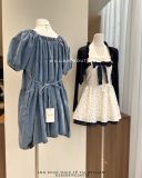  Đầm babydoll denim tay phồng 66292 