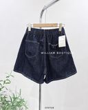  Quần short jean tối chỉ nổi 