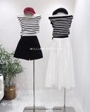  Váy midi trơn cột eo 5303 