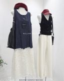  Đầm denim phối xô ren 6235 