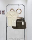  Áo dệt kim nút túi nắp 3008 