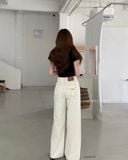  Quần jean chỉ nổi thêu nơ 3430 