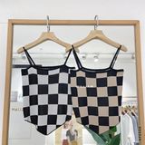  Áo dây len caro lai nhọn 3910 